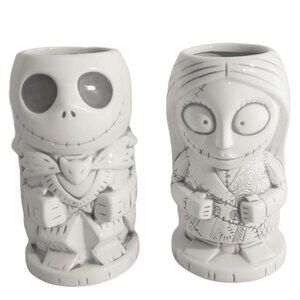 Hallmark Nightmare Before Christmas Jack and Sally Ceramic Tiki Mugs Set of 2